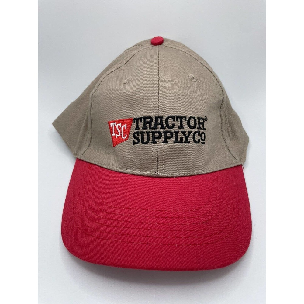 Vintage TRACTOR SUPPLY Co Company TSC Hat Cap Khaki & Hook and Loop Red